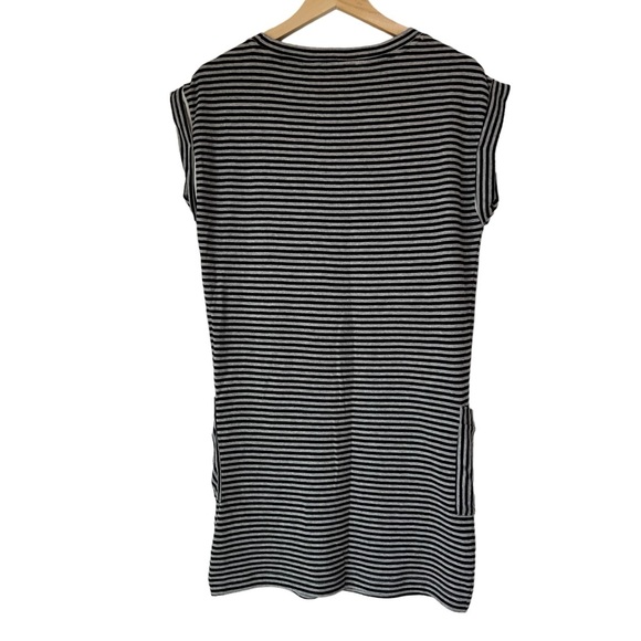 Athleta Ease Up Gray Black Stripe Sleeveless Dress, Small - Picture 7 of 12